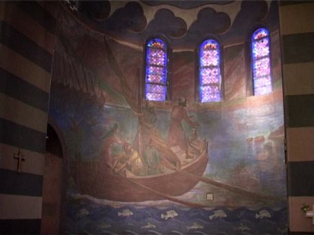 Groesbeek NL : Heilig-Landstichting, Pastoor Rabouplein, Cenakel Kirche, Kapelle mit Wandmalerei